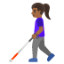 👩🏾‍🦯 woman with white cane: medium-dark skin tone display on Google